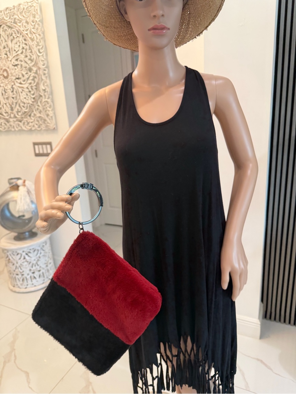 Sam Edelman, Mavis organizer clutch, cranberry and black,